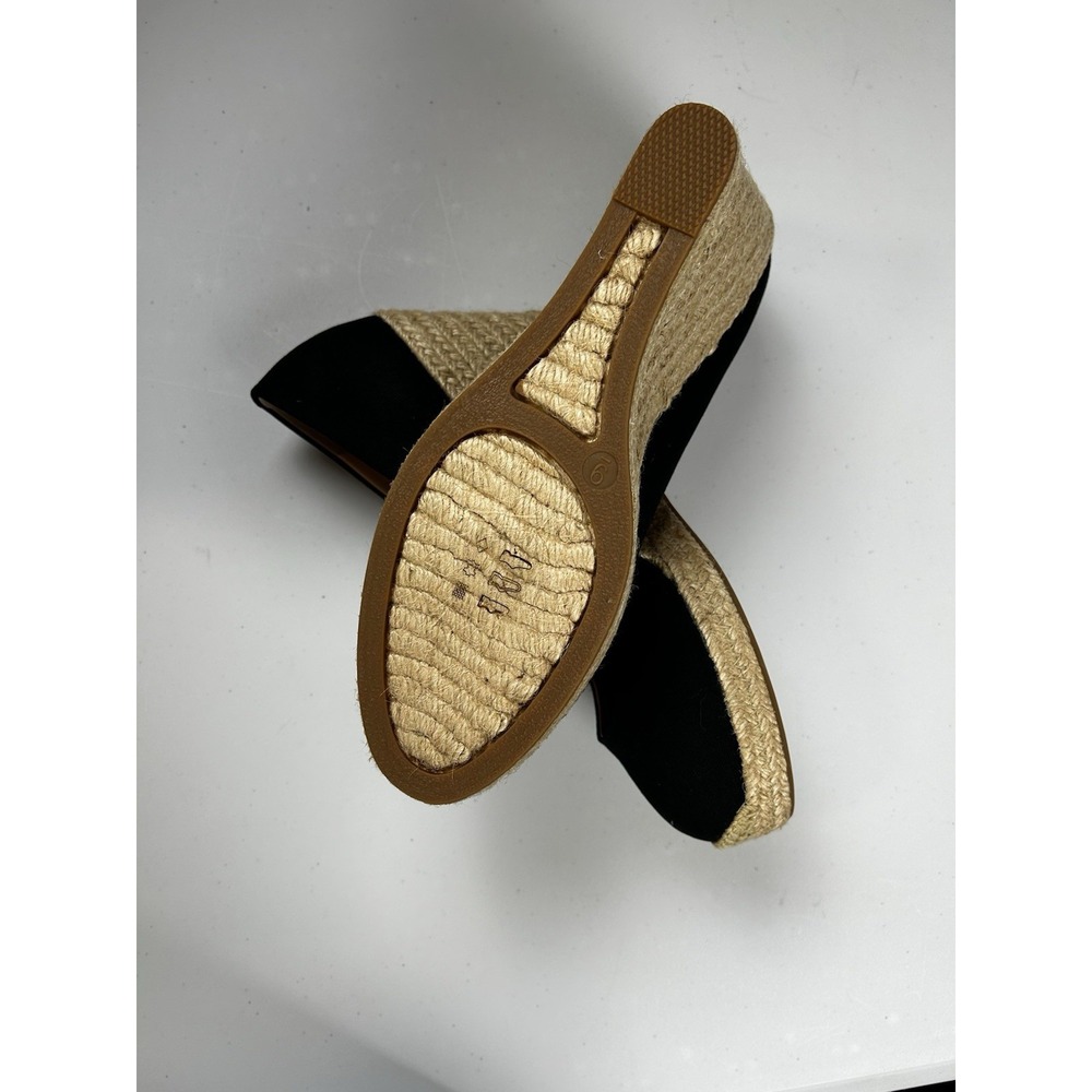 Black Canvas Espadrille Wedge Heels Size 9 NEW - Picture 5 of 6